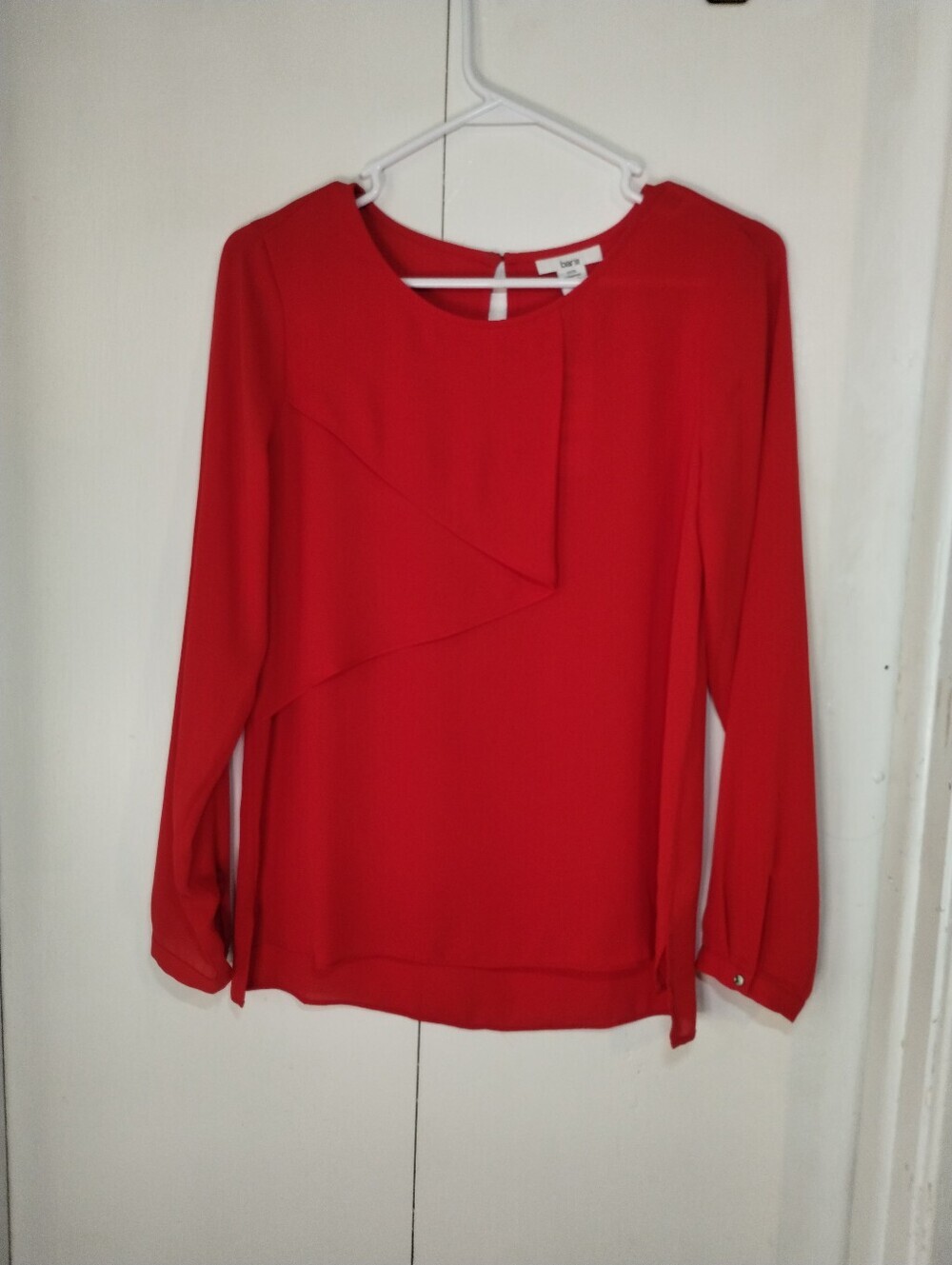 Bar III Red Long-Sleeve Layered Ruffle Blouse